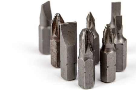 Several interchangeable bits of different shapes to the screwdriver
