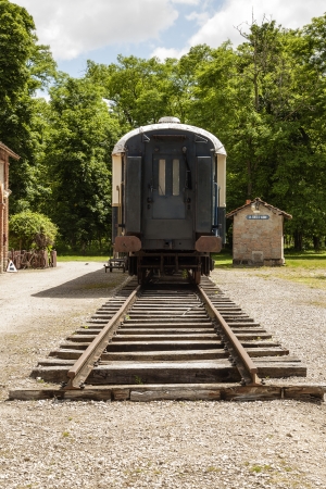 LA FERTE ST AUBIN, JUNE 08: Pullman, famous and luxurious rail wagon from the early twentieth century stands at Orient Express railway station in France in La Ferte Saint Aubin on June 08, 2012のeditorial素材