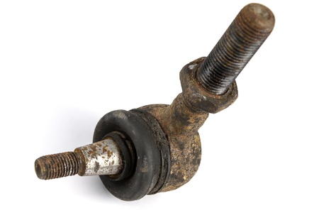Rusty, worn out and worthless tie rod end の写真素材