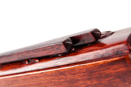 Chopsticks are the ornate wooden box shown close upの写真素材