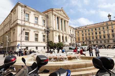 NICE - MAY 29: Palais de Justice in Nice in France on May 29, 2012. The largest square of the old Nice next to Palais de Justice, the place meetings of the Nice youth. のeditorial素材