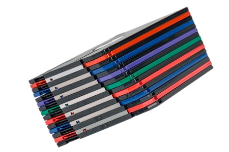 3 5 inches floppy discs stacked in a pileの写真素材