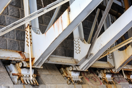 Steel support structure of the bridge is based on a concrete pillarの写真素材