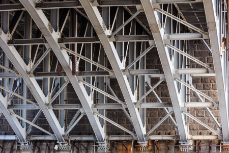 Steel support structure of the bridge is based on a concrete pillarの写真素材
