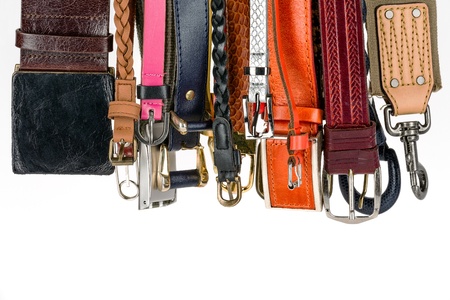 Collection of various belts used for women's clothing
