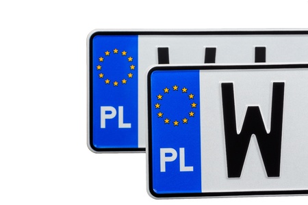 Two european license plates marked from Polandの写真素材