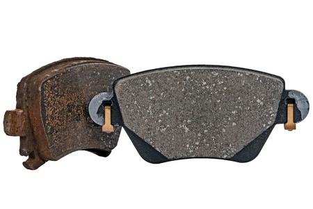 Used brake pad compared with the new oneの写真素材
