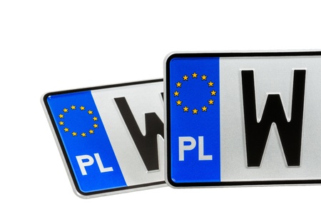 European license plates marked from Polandの写真素材