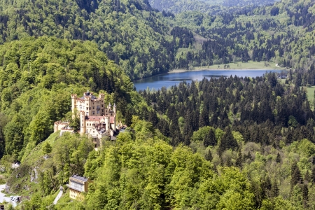 HOHENSCHWANGAU - GERMANY- MAY 18: Hohenschwangau XIX century castle built by King Maximilian II, childhood residence of King Ludwig II in Bavaria in Germany on May 18, 2013のeditorial素材