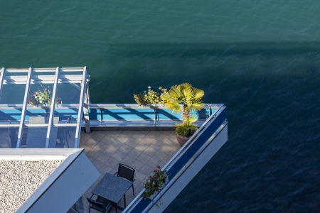 MONTREUX - MAY 27: Best Western Eurotel Riviera panoramic restaurant with terrace on the 1st floor and with a panoramic terrace over the waterâs edge in Montreux in Switzerland on May 27, 2013のeditorial素材