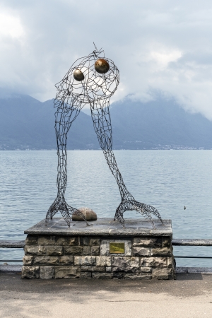 MONTREUX - MAY 26: Modern Art Before Flight by Swiss artist Michel Buchs, Biennale de Montreux 2011 Jury Prize, at the Swiss Riviera in Montreux in Switzerland on May 26, 2013のeditorial素材