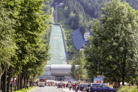 ZAKOPANE - JULY 16  Ski Jump opened in 1925, located on the northern slope of the hill Krokiew is famous of regular venue in the FIS Ski jumping in Zakopane in Poland on July 16, 2013のeditorial素材