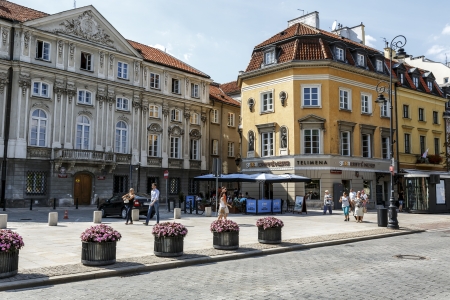 WARSAW - AUGUST 16  Kestner townhouse built in 1837, designed by Jozef Lessel, and late baroque Wessel palace built in the mid-XVIII century in city center in Warsaw in Poland on August 16, 2013のeditorial素材