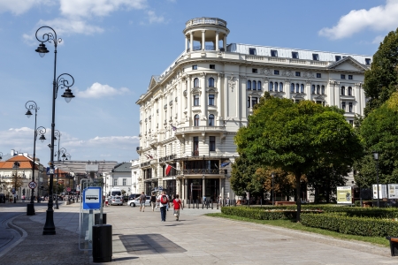 WARSAW - AUGUST 16  Bristol a five star luxury hotel contains 168 rooms and 38 apartments at the famous Krakowskie Przedmiescie street  in Warsaw in Poland on August 16, 2013のeditorial素材