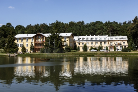 NALECZOW - AUGUST 17  Sanatorium No  1, now called Ksiaze Jozef, the oldest building of the manor buildings Malachowski family, since 1880 offers a range of spa in Naleczow, Poland on August 17, 2013のeditorial素材