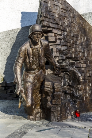WARSAW - DECEMBER 28  Monument to the 1944 Warsaw Uprising, unveiled on the 01 August 1989, designed by Wincenty Kucma   Jacek Budyna, restored in November 2013, in Warsaw, Poland on December 28, 2013のeditorial素材