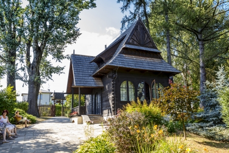 NALECZOW - AUGUST 17  Cottage built in Zakopane style in 1905 by Jan Koszczyc Witkiewicz project, workshop of the writer Stefan Zeromski, museum from year 1928 in Naleczow in Poland on August 17, 2013のeditorial素材