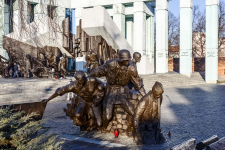 WARSAW - DECEMBER 28  Monument to the 1944 Warsaw Uprising, unveiled on the 01 August 1989, designed by Wincenty Kucma   Jacek Budyna, restored in November 2013, in Warsaw, Poland on December 28, 2013のeditorial素材