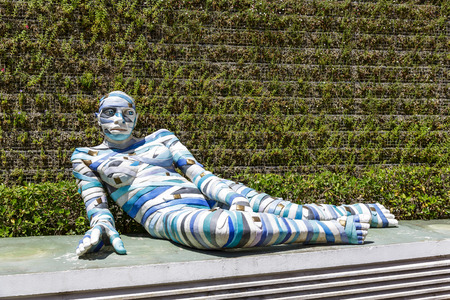 CANNES, FRANCE - MAY 14, 2014  Re Cinta, sculpture made of painted aluminum by Italian artist Rabarama, alias Paola Epifani, at the exposition in front of the Gallery Cannes Croisetteのeditorial素材