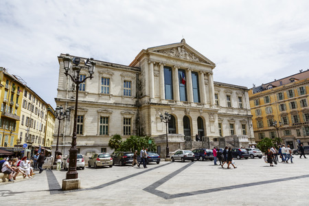 NICE, FRANCE - MAY 21, 2014  Palais de Justice benefits from a virtually central location of the old Nice, at the largest square of Vieille Villeのeditorial素材