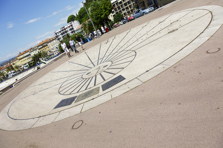 NICE, FRANCE - MAY 17, 2014  Sundial, Le Cadran Solaire  1981  built on the Quai Rauba Capeu, which...