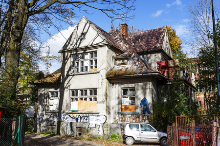ZAKOPANE, POLAND - OCTOBER 16, 2014: Villa made of brick, named Monte built in 1925 and designed by K. Stryjenski, with the characteristics of the local architectural monumentのeditorial素材