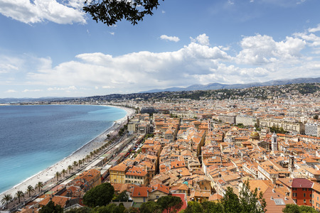NICE, FRANCE - MAY 15, 2014: Roofs of the Old Town houses of the fifth most populous city in France with the population of about 1 million population extended beyond the administrative city limitsのeditorial素材