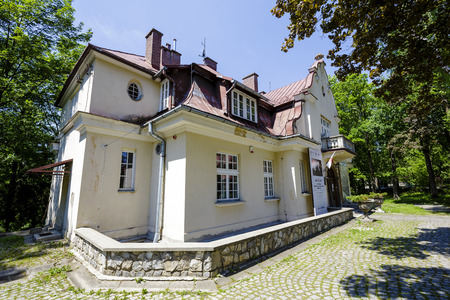 ZAKOPANE, POLAND - JUNE 13, 2015: The villa built in the style of a manor house for the Kozianski family, by the project of Waclaw Ryttel in 1924, nowadays in the interiors features an art galleryのeditorial素材