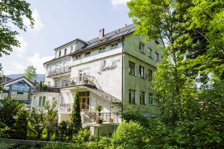 ZAKOPANE, POLAND - JUNE 12, 2015: The brick construction tenement, built approx. 1929, formerly known as guesthouse Paradisのeditorial素材