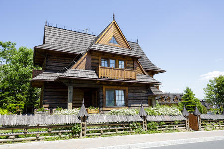 ZAKOPANE, POLAND - JUNE 13, 2015: Residential house named Staszelowka, made of wood, built in the second quarter of 20th century, listed in the municipal register of architectural heritageのeditorial素材