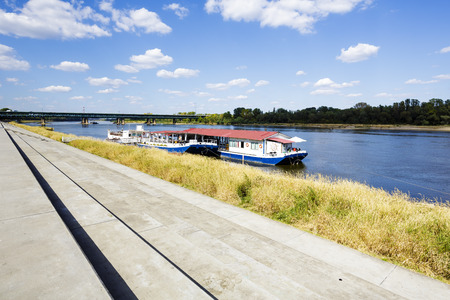 WARSAW, POLAND - AUGUST 14, 2015: River Cafe offers dining and club services, placed on the Vistula...