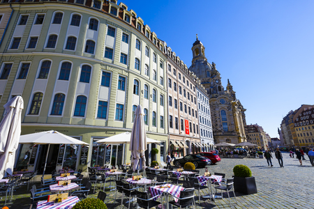 DRESDEN, GERMANY - SEPTEMBER 19, 2015: General view of the New Market Square Neumarkt, the central and culturally significant section of the inner city, it is a place often visited by many touristsのeditorial素材