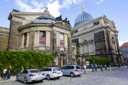 DRESDEN, GERMANY - SEPTEMBER 19, 2015: The Dresden Academy of Fine Arts founded in 1764 located on the Bruehl's Terrace, next to New Marketのeditorial素材