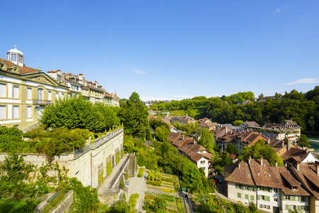 BERN, SWITZERLAND - SEPTEMBER 13, 2015: Cityscape view of the city. Bern with a population of approx. 140000 citizens it is the fourth most populous city in Switzerlandのeditorial素材