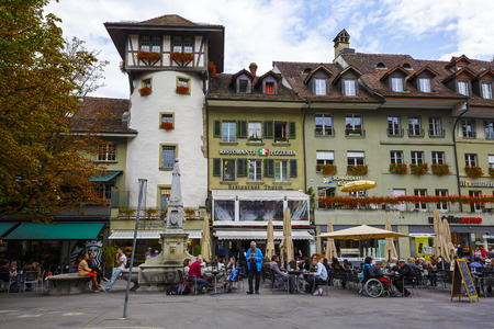 BERN, SWITZERLAND - SEPTEMBER 11, 2015: Dutch tower hollanderturm, a former defensive tower was...