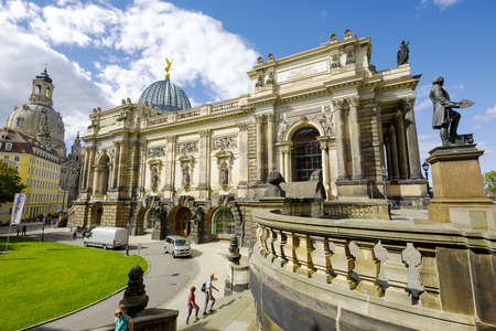 DRESDEN, GERMANY - SEPTEMBER 20, 2015: A part of the side view of The Dresden Academy of Fine Arts founded in 1764 located on the Bruehl's Terraceのeditorial素材