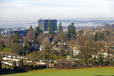 BERN, SWITZERLAND - DECEMBER 22, 2015: View towards the outer district of the city. The Capital City of Switzerland with a population of approx. 140000 it is the 4th most populous city in the countryのeditorial素材
