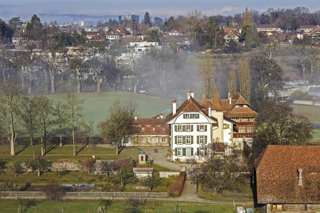 BERN, SWITZERLAND - DECEMBER 22, 2015: Wittigkofen Palace, its history began hundreds of years ago,...