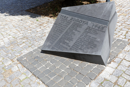 WARSAW, POLAND - AUGUST 05, 2016: Monument commemorates the activity and struggle of the Council for Aid to Jews during the Second World War is located next to Museum of the History of Polish Jewsのeditorial素材
