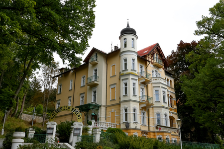 Marianske Lazne, Czechia - September 12, 2017: The Villa Regent is a hotel building of varied architecture and is located in the historic surroundings of this spa town.のeditorial素材