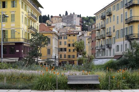 Nice, France - September 18, 2018: Stunning architecture of the old town. Accumulation of many different tenement houses in one place creates a wonderful landscape of the city.のeditorial素材