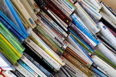 Nice, France - September 18, 2018: Many old books can be seen on the stall. Many of these books were last time published a long time ago.のeditorial素材