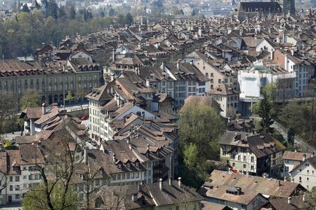 Bern, Switzerland, April 19, 2019: View of the buildings of the old town. This capital city with its...