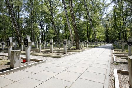 Warsaw, Poland - June 29, 2019: The Military Cemetery at Powazki. There are graves of Polish soldiers who died during The PolishâSoviet War in 1920のeditorial素材