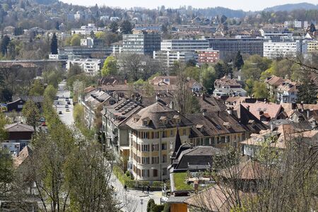 Bern, Switzerland - April 18, 2019: Traditional and modern buildings create a contemporary urban landscapeのeditorial素材
