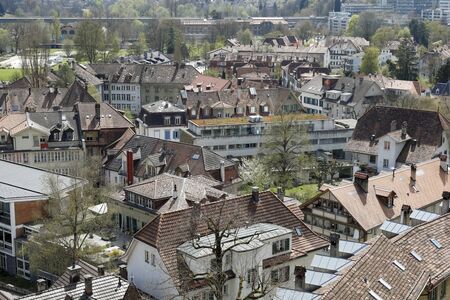 Bern, Switzerland - April 17, 2019: There are dense buildings in the city in the residential areaのeditorial素材