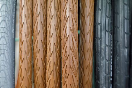 The bicycle tires are presented here as a store assortment.