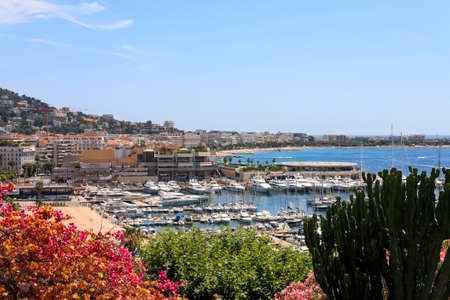 Cannes, France - July 09, 2009: Marina in which many yachts are moored is on Mediterranean. In the...