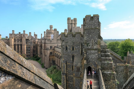 Arundel, England - June 06, 2010: Arundel Castle is a medieval castle that was restored in the 18th and 19th centuries after being damaged by the English Civil War.のeditorial素材