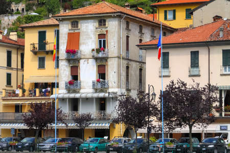 Tremezzo, Italy - July 12, 2009: Townhouses in the famous Italian town. It is a destination...